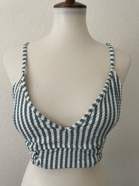 Jessica Simpson Swim Bikini Top Multicolor Striped Seersucker Swimwear